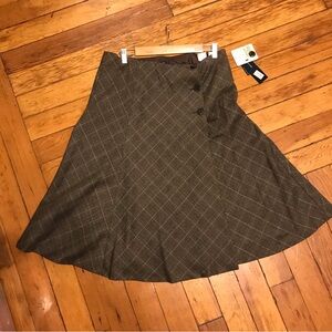 Elegant Brown Plaid A-Line Skirt